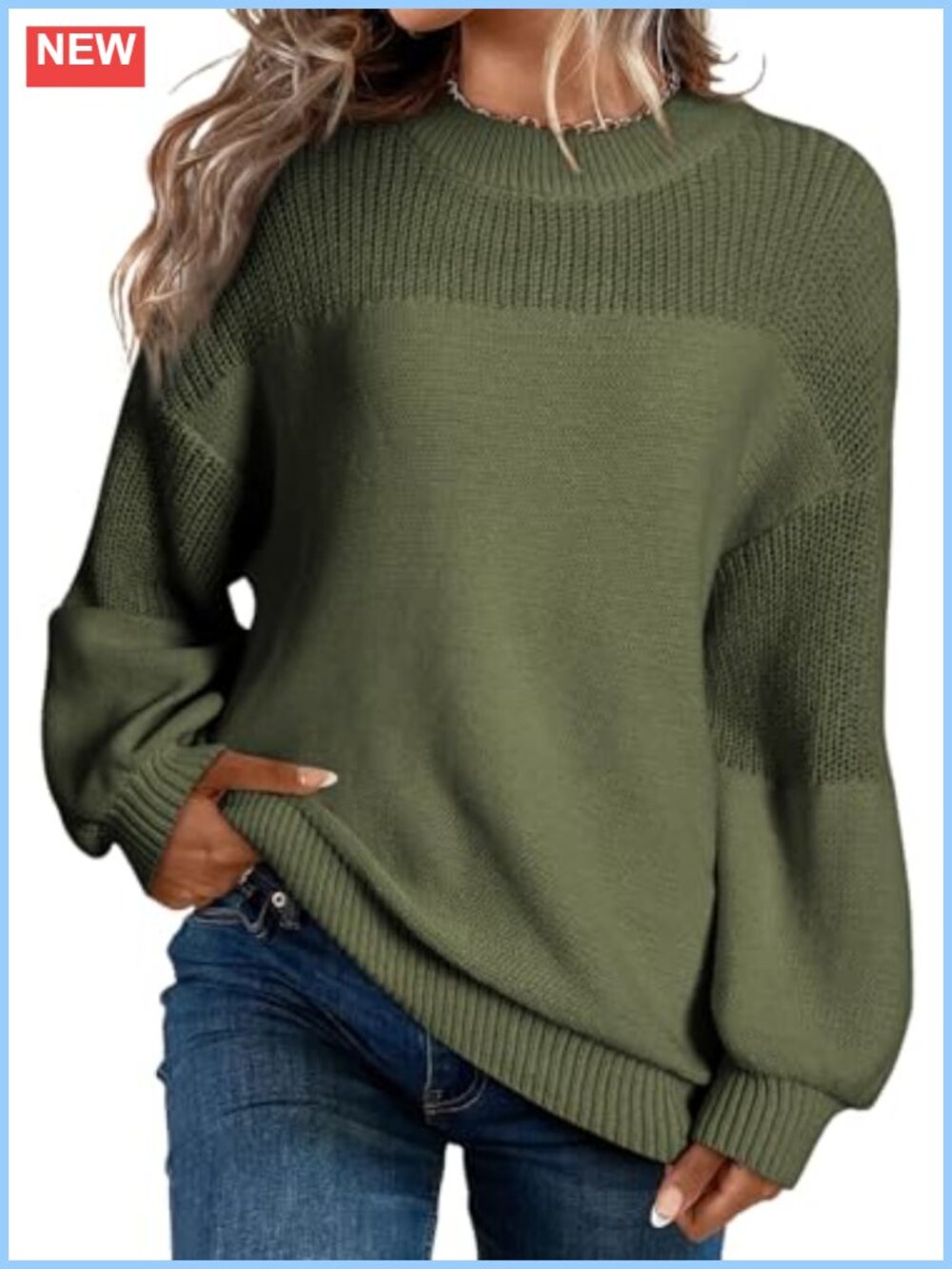 Oversized Long Sleeve Crewneck Pullover Sweater for Women | Knit Loose Fit Fall